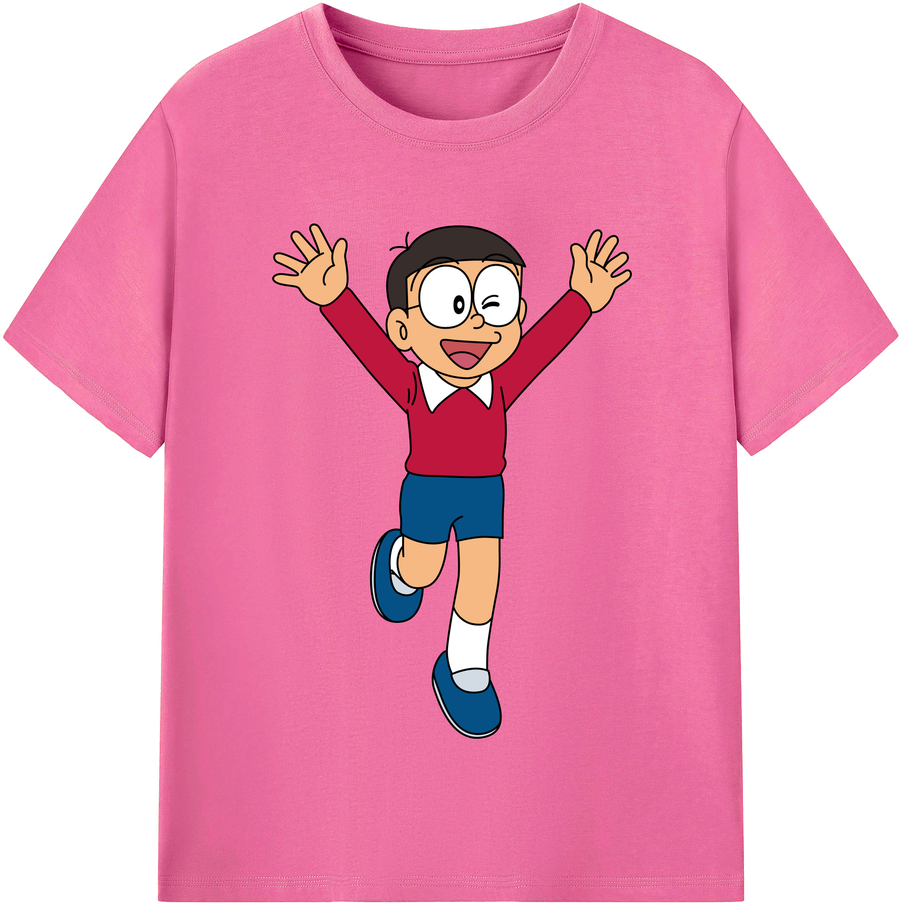（画像用） ドラえもん 野比 のび太 Doraemon Nobita Nobi レディースカジュアルプリントTシャツ（綿100％）